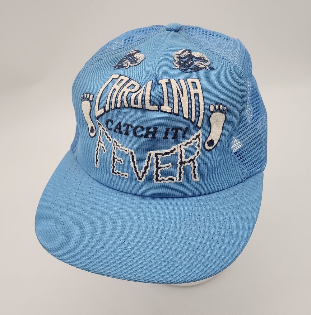 Vtg North Carolina Tar Heels Trucker Hat Carolina Fever - Catch It 1984 Snapback
